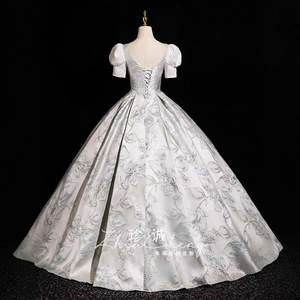 Evening Gown Sweetheart Neckline Floral Print Empire Waist Tulle Skirt Student Formal Dress Coming Of Age Ceremony Host Wear - Product Image 5