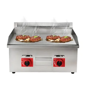 Pabrik Makanan ringan komersial restoran profesional industri dapur Counter Top Non-stick komersial Bbq Gas Griddle