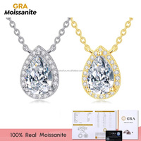 Certificat GRA VVS1 D Color 2ct Pear Cut Moissanite Stone Water Drop Necklace 925 Sterling Silver Women Engagement Fine Jewelry