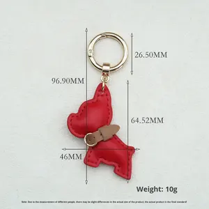 Mini <span class=keywords><strong>Bulldog</strong></span> <span class=keywords><strong>francese</strong></span> Cross-Border In pelle PU portachiavi In Stock per cuccioli di cartone animato accessorio pendente per chiavi e custodie per telefono - Product Image 3