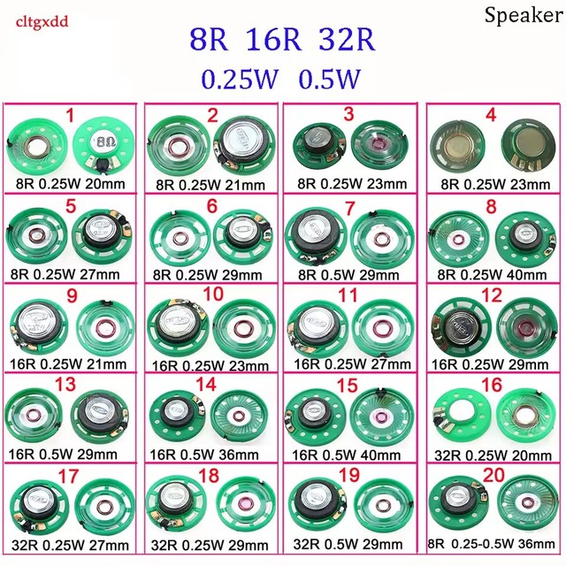 8/16/32 ohms 0.5W 0.25W 8R 16R 32R speaker 20 21 23 27 29 36 mm diameter doorbell speaker toy car ultra-thin speaker