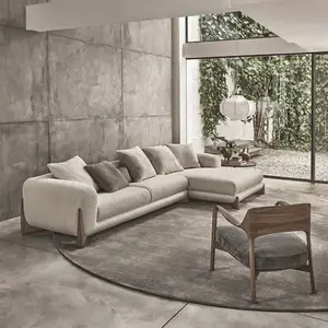 Modern Three Seat Fabrics Sofa hotel Living Room Sofa Set Furniture L Shape Teddy velvet Sectional Corner Sofa