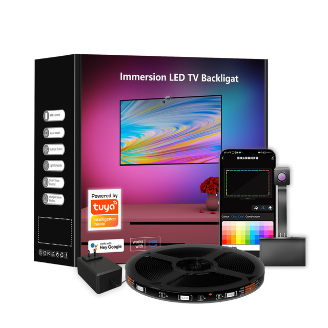 Smart Tuya Synchronized Colorful Lights with Alexa Voice Control TV Background Atmosphere LED Light Strip