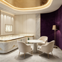 Comptoir de présentation de bijoux pour bijouterie de luxe, design intérieur complet de la boutique, vitrines d'exposition personnalisées pour bijouterie