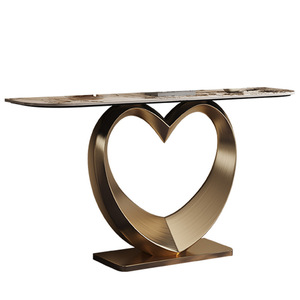 Mesa de <span class=keywords><strong>consola</strong></span> semirredonda de lujo moderna, gabinete de entrada de placa de roca muy <span class=keywords><strong>estrecha</strong></span> para sala de estar, pasillo de entrada de pared - Product Image 6