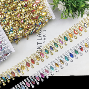 RYL 3.3cm <span class=keywords><strong>Strass</strong></span> Or Argent Dentelle Scène Danse Coiffe en Plastique Accessoires Décoratifs DIY Apprêts Vestimentaires pour Artisanat Déco - Product Image 1