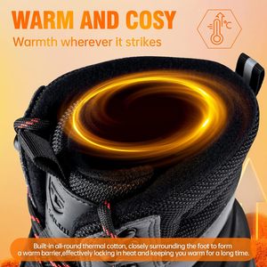 FOXA Snow Boots Men Winter Waterproof Fleece Lined Hiking Work Boots Round Toe Synthetic Upper Rubber Outsole - Product Image 4