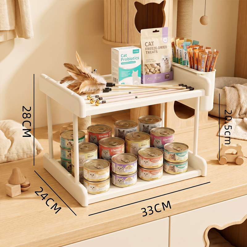 Étagère de rangement double couche blanc crème [avec panier suspendu]