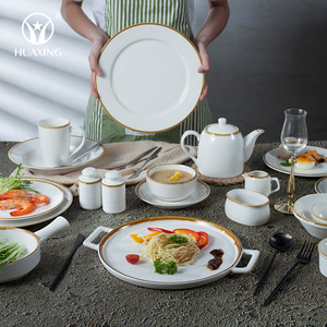 Vajilla de Cerámica de Alta Calidad con Borde Amarillo Tierra Pintado a Mano, Nuevo Diseño para Restaurante - Product Image 4