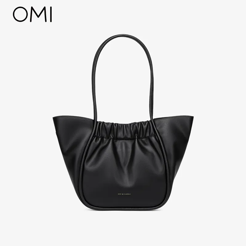 OMI luxury designer tote bags women's handbag Black soft vegan leather handbag