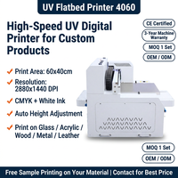 Imprimante à plat UV 4060 avec 2 têtes, format A3+ 40*60cm, encre CMYK+Blanc, entièrement automatique, pour étiquettes PET/PVC/Autocollants, CE CCIC