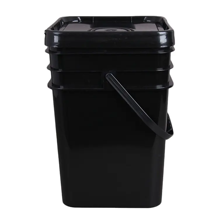 black square PP HDPE 20 liter plastic pail,plastic bucket with lid
