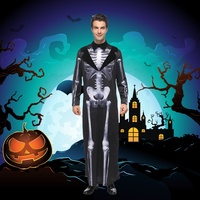 Pyjama squelette d'Halloween pour hommes Costume squelette Pyjama pour adultes Fêtes à thème d'Halloween