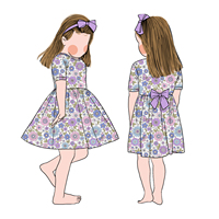 Robe d'été pour filles Little Glow Kids, imprimé floral, nœud mignon, manches courtes, en fibre de protéines de lait, pour enfants