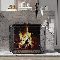 Écran de cheminée moderne noir à un panneau robuste couvercle d'écran d'étincelle de foyer à bois porte-bûche de chauffage intérieur_guard
