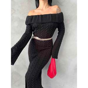 Vestido de Punto con Cuello Madanno 1515 - Negro - Product Image 2