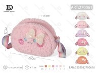 Borsa a Tracolla in Pile Teddy 7 Pollici, Colore Unito con Applicazioni, Chiusura a Zip, Uso Quotidiano, Borsa da Donna - Product Image 1