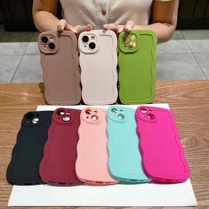 colorful matte soft silicone tpu phone case for iphone 11 12 13 14 plus,for iphone 15 pro case wave dark