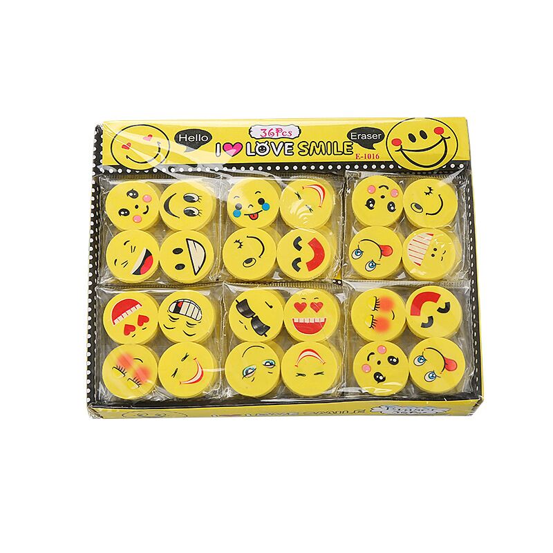 Smile face eraser cute cartoon rubber erasers for children