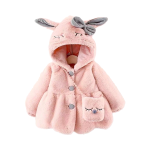 Nuevo estilo de invierno para niñas, <span class=keywords><strong>chaqueta</strong></span> de conejo de bebé cálida de felpa gruesa con bolsa bonita, abrigo para niñas - Product Image 1