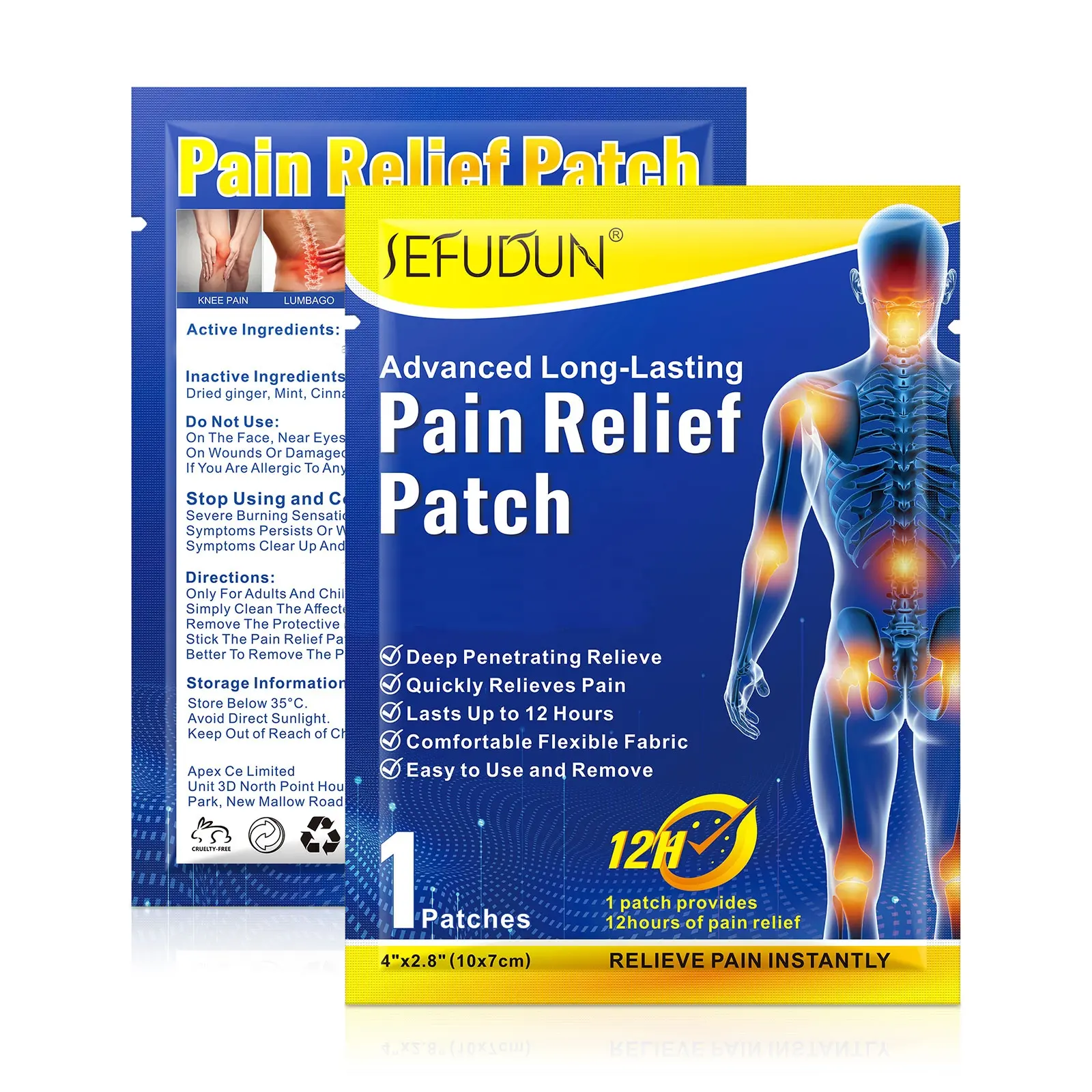 SEFUDUN chinese herbal medicine analgesia 12 hours pain relief body aches instant pain relief heat patch,pain relief patch