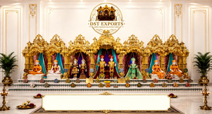 Big BAPS Shri Swaminarayan <b>Mandir</b> Satsang & Community Prayer Halls Traditional Teak Wood Durable Golden Arch Design - Product Image 3