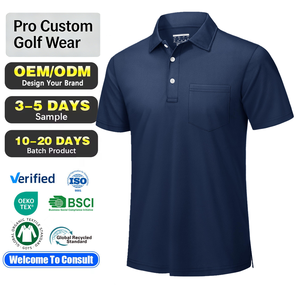 Camisa de Golf de Alta Calidad para Hombre, Manga Corta, Secado Rápido, <span class=keywords><strong>Polos</strong></span> Deportivos para Golf y Trabajo, Camisas de Golf Personalizadas <span class=keywords><strong>con</strong></span> Bolsillos - Product Image 1