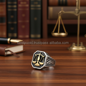 925K Sterling Silver Libra <b>Men</b> <b>Ring</b> - Product Image 3