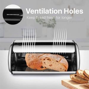 Contenedor de Pan de Cocina de Estilo Clásico de Alta Calidad, Caja de Almacenamiento de Acero Inoxidable con Tapa Abatible y Anillo de Sellado de Silicona que Conserva los Alimentos - Product Image 3