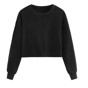 <strong>White</strong> Cotton Crop Top <strong>Sweatshirt</strong> for Women Custom logo Wholesale <strong>Cropped</strong> Top Hoodie French Terry <strong>Cropped</strong> Oversized <strong>Sweatshirt</strong> - Product Image 4