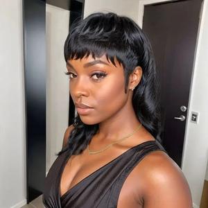 วิกผมแท้ 100% แบบธรรมชาติ สีดำ ลอนเล็ก ทรงมัลเล็ต สามารถดัดและย้อมได้ สินค้าส่งออก ขายดี - Product Image 3