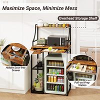 Meuble Bar à Café Vertical Réglable avec Mini-Réfrigérateur, Station de Boissons Moderne, Tiroir Coulissant, Support pour Micro-ondes, Durable