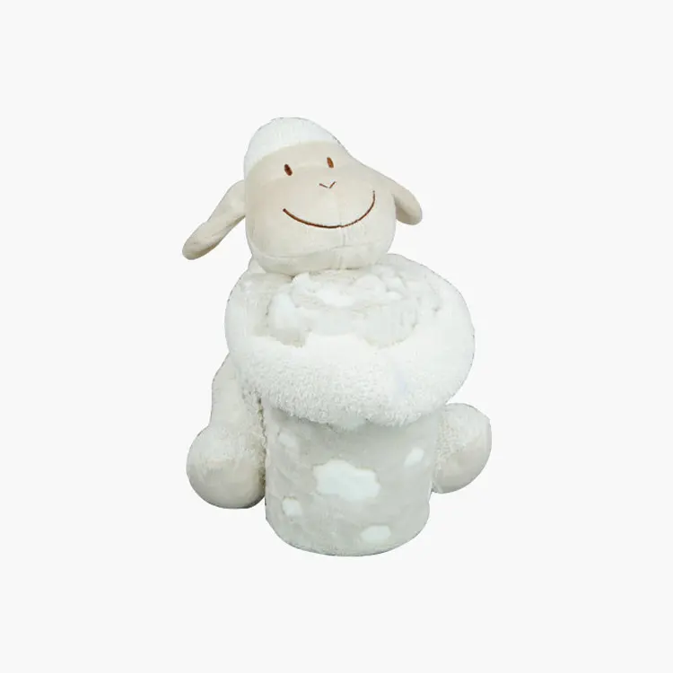 Personalizado Animal lindo de dibujos animados suave ovejas de peluche manta de bebé con el juguete