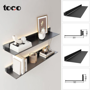 Custom High-End Modern Living Room <strong>Wall</strong> <strong>Shelf</strong> Black <strong>Gold</strong> Square Aluminum Profile Floating Display <strong>Shelves</strong> - Product Image 1