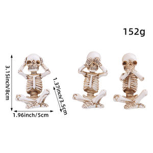 Ensemble de 3 Squelettes Sages, Statue sans Squelette, Décoration de Bureau en Résine, Ornement Squelette, pour Halloween - Product Image 6