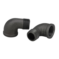 Coude de raccordement femelle en fonte malléable zinguée noire, tête hexagonale, classe 1000, conforme à ASTM NPT