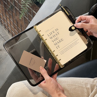 Femme Fille A6 Reliure à anneaux transparente Couverture souple Carnet-Agenda Journal Bloc-notes pour bureau et étudiant avec boîte Papeterie Kawaii