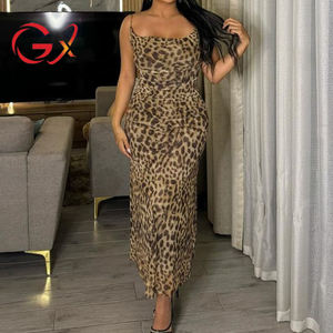 GX10208 Abito Lungo Elegante da Donna Estivo in Rete con Stampa Leopardata, Senza Maniche e Spalline Sottili, Collezione Boutique Moda 2024 - Product Image 4