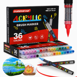 Pennarelli Acrilici Premium a Punta Pennello, 36 Colori, per Lavoretti Fai-da-te in Plastica, Confezione Regalo per Natale - Product Image 1