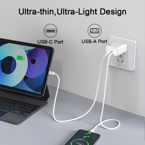 מטען מהיר TKT עם שני חיבורי USB Type-C ו-USB-A, PD 3.0 20W, לטלפון ולמחשב נייד, מתאם מתח נייד עם תקע קיר - Product Image 5