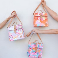 Sac à déjeuner isotherme en nylon personnalisé avec impression intégrale, 10 pouces, sac fourre-tout avec porte-bouteille d'eau, sangle, sac à bandoulière pour les voyages