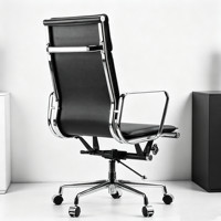 Chaise de bureau de direction moderne ergonomique en cuir PU et cuir de vachette, pivotante, pour ordinateur et conférence, style minimaliste