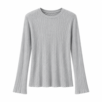 Pull en laine mélangée anti-rides pour femme, style coréen, col rond, manches longues, couleur unie, automne