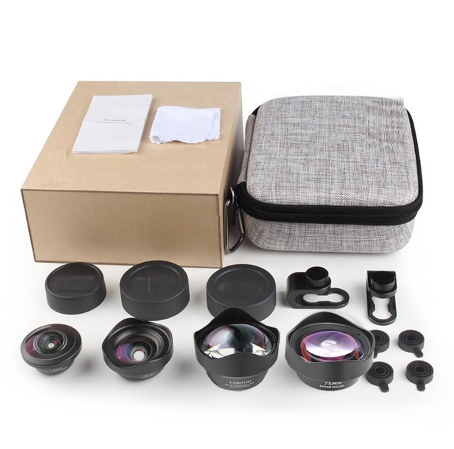 Professional SLR Grade 4 in 1 Zoom Lens for Mobile Phone Wide-Angle Macro Fisheye Optics for High Quality Photo Shoots