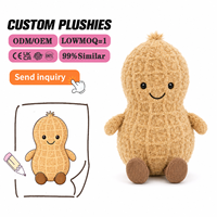 Fabricant de jouets en peluche personnalisés en forme d'arachide, OEM ODM, poupée en peluche alimentaire personnalisée, conception de peluches sur mesure, service à faible MOQ