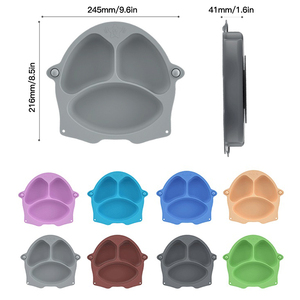 Baby <b>Weaning</b> <b>Plate</b> 3 Divided Training <b>Plate</b> Food Grade Silicone Baby Feeding <b>Plate</b> with Strong Suction - Product Image 2