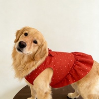 Vêtements pour chiens de compagnie, robe décontractée à pois rouges avec nœud, super mignonne et élégante, pour Golden Retrievers, Samoyeds, grands chiens