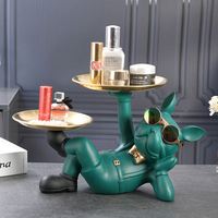 Fournisseurs de dropshipping Plateau de rangement de clés créatif sur le thème des bouledogues, une décoration d'intérieur inspirée du luxe pour l'entrée