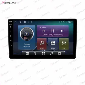 TOPNAVI Stereo mobil Din tunggal 9 inci, pemutar DVD dan Radio mobil Android Stereo dengan pengendali jarak jauh