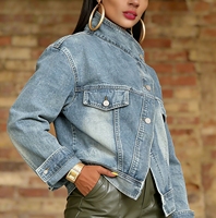 Veste en jean chic et unique pour femme, style streetwear moto, boutonnée, sexy, décontractée, coupe irrégulière, pour l'automne et l'hiver